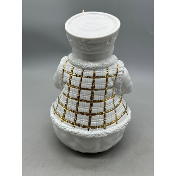 Vintage Traditions Christmas Snowman With Gold Accents & Bow Used READ - Picture 5 of 7